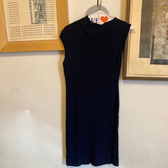 Jil Sander Asymmetrical Collar Bodycon Blue Knee-Length Dress S - Picture 11 of 11